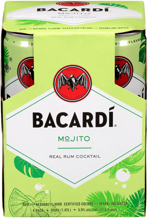 bacardi mojito 4.8% 4pk 250ml cans bacardi mojito 4.8% 4pk 250ml cans