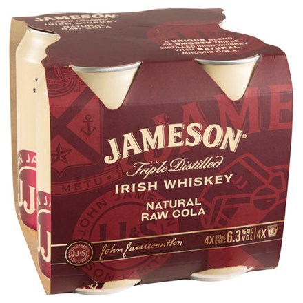 Jameson raw cola 6.3% 4pk 375ml cans Jameson raw cola 6.3% 4pk 375ml cans
